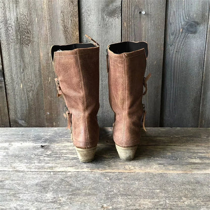 Natalia | Botas altas de mujer marrones con cremallera